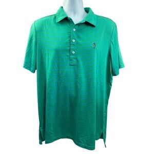 RLX Ralph Lauren Shirt Men’s Large Blue Green Stripe Stretch Polo Golf